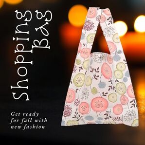 【ハンドメイド/送料込】 ショッピングバック サブバック マルシェバック フラワー 北欧風 しっかりバック プレゼントに