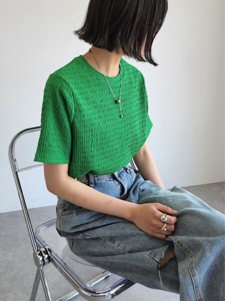 tシャツ Tシャツ ふくれジャガードクルーネック 半袖プルオーバーぽこぽこ