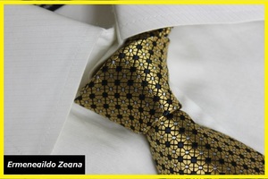 [ бесплатная доставка ] новый товар L me винт rudo* Zegna (Ermenegildo Zegna) 100% шелк микро дизайн точка рисунок галстук Thai ( оттенок желтого )