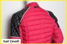 【送料無料】新品ジャストカヴァリ（Just Cavalli)　レザー×ダウンライダースジャケット（赤×黒：レッド×ブラック）サイズ48_画像6