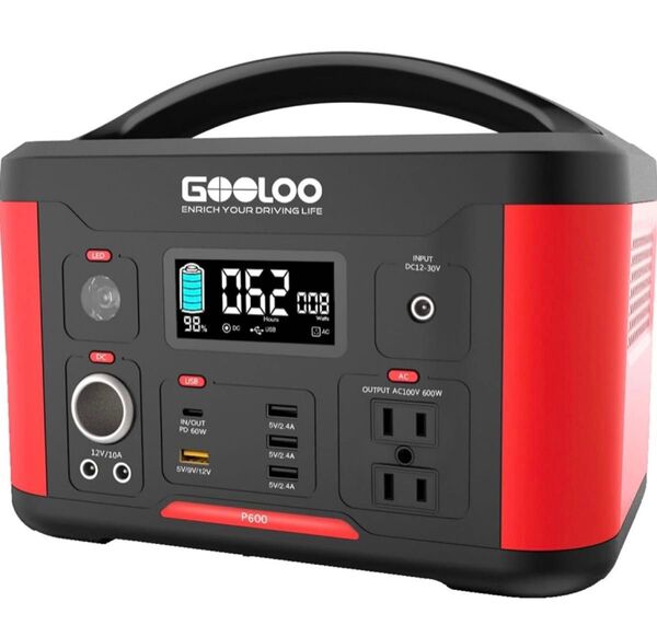 GOOLOO ポータブル電源 大容量 626.4Wh/174000mAh 非常用バッテリー 注意:AC出力不良、訳あり出品