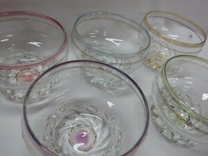 美品 カメイガラス ５客セット ５色 アイスクリーム Kamei Glass デザート クリスタル