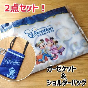 2点セット! 新品未使用 ディズニー バケーションパッケージ ガーゼブランケット & ショルダーバッグ