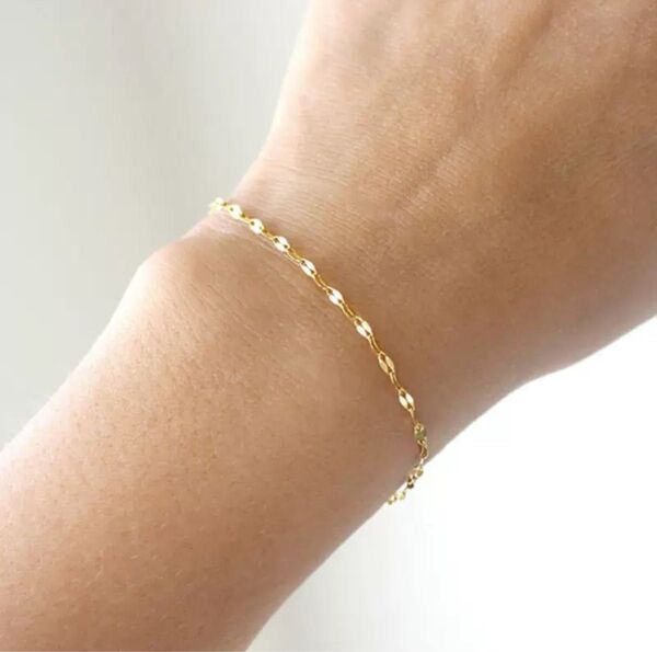 ペタルチェーン ブレスレット 15+3cm ゴールド ステンレス 定番