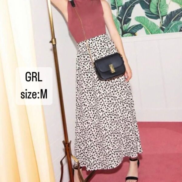 価格相談不可 GRL グレイル ダルメシアン柄フレアスカート ロングスカート 今田美桜 K8263n Mサイズ