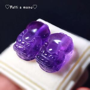 Art hand Auction Last, cute, big size, precious, amethyst pixiu, bracelet and necklace, good luck charm, good luck charm, hand carved, Christmas, New Year's holiday, Hobby, Culture, Handcraft, Handicrafts, others