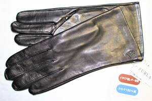 FR-4 new goods genuine article prompt decision . leather gloves Furla FURLA silk 100% Italy made ram leather glove 20cm famous brand for women present etc. 