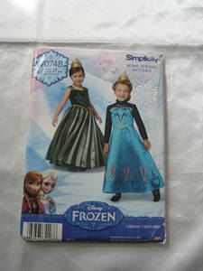 送料無料【新品・未使用】ディズニー公式・アナと雪の女王・なりきり衣装型紙・Simplicity・3~8才サイズ・英語版・あこがれのドレス姿に！