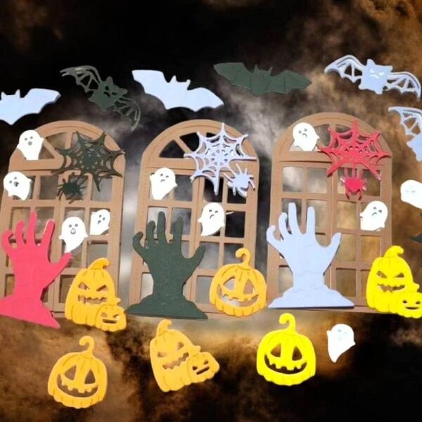 ダイカット ハロウィン詰め合わせ カボチャやコウモリ コラージュ 素材 ハンドメイド クラフトパンチ Halloween