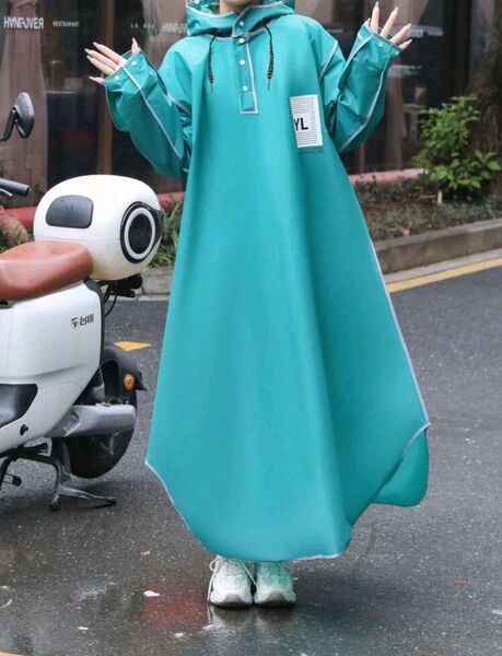 グリーンXXL 電動 自転車用 レインコート 全身用 おしゃれ 雨具 レインカバー フルボディ デタッチャブル 自転車用具