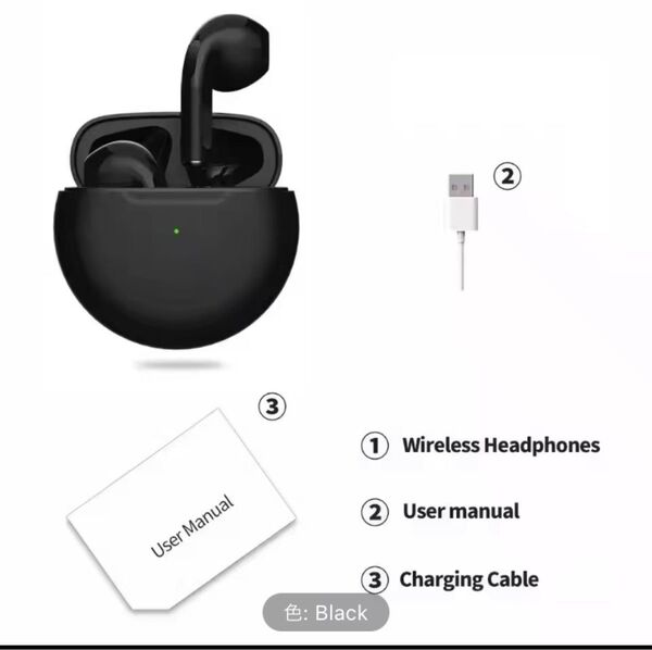 Air pro 6 tws bluetoothヘッドホン,マイク付きミニイヤホン,充電ボックス,ヘッドセット,ワイヤレスイヤホン