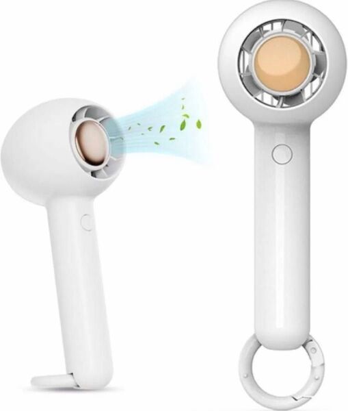 手持ち USB扇風機 ハンディ 小型 フック付き 充電式 fan 強風 静音 風量2段階調節 長時間連続使用 2000mAh大容量