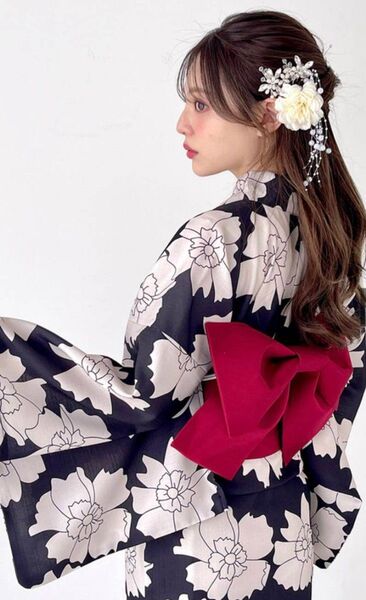 浴衣GRLモノトーン花柄浴衣セット