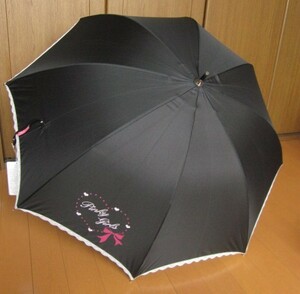 *新品*Pinky　Girls*晴雨兼用*長傘*UVカット95％以上*ブラック*縁レース*