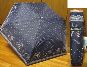 * free shipping * new goods *Sheil&Sheil* navy × dot *eferu.*3 step folding umbrella * glass fibre * safety cover * navy blue *