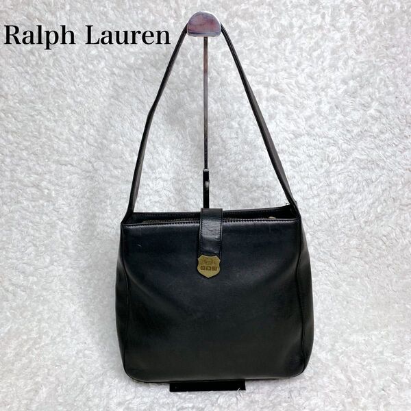 Ralph Lauren ヴィンテージ ワンショルダーバッグ ブラック 金具 レザー 本革 ショルダーバッグ トートバッグ y2k