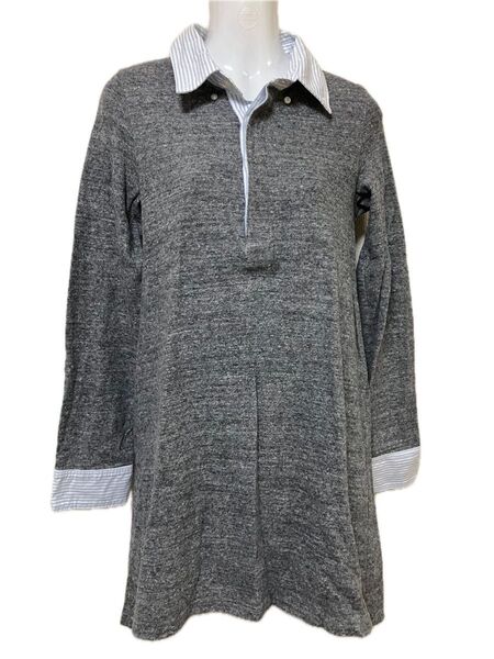 FRAM WORK シャツチュニック ワンピース Mサイズ グレー ストライプ