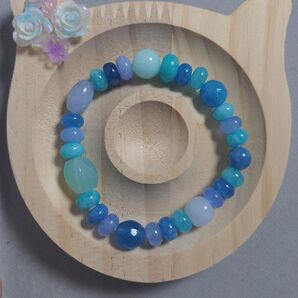 9月誕生石【アクアマリン アマゾナイトカルセドニー アパタイト】 ブレスレット