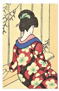 新額装 送料無料 昭和39年作 1964年 竹久夢二 夢二絵葉書集 手刷り彩色木版画 加藤版画研究所 大正美人 美人画 日本画 7
