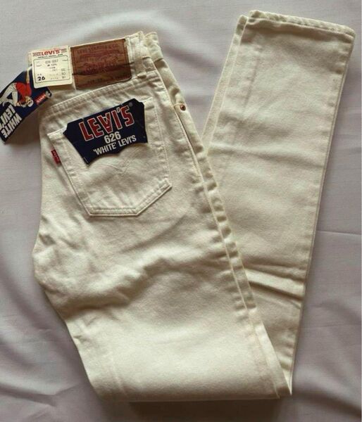 Levi'sリーバイス 626 新品未使用ヴィンテージデニム フラッシャータグ付き1992年製デッドストック ホワイトスリム26