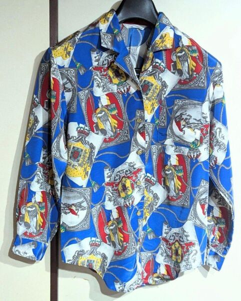 80s 90s 風 総柄 シャツ バロック風スカーフ柄 日本製