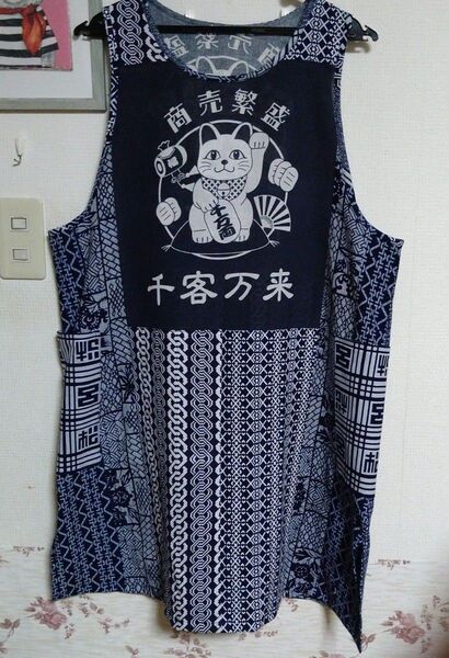 まねきねこエプロン ハンドメイド