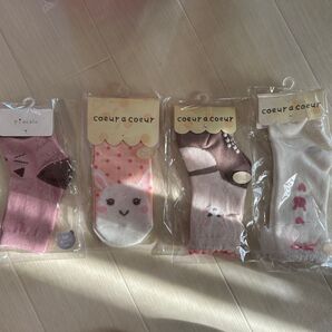 靴下4点セット うさぎ柄 女の子 9〜11センチ