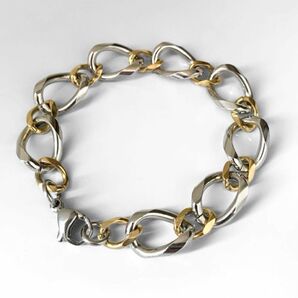 チェーンブレスレット シンプルチェーン シルバー×ゴールド コンビ 11mm
