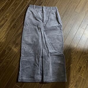 global work グローバルワーク コーデュロイ タイト ロング スカート L 前スリット入り パープル(中古美品)
