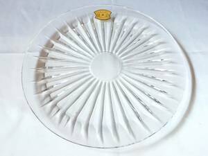 ガラス製 大皿 洋食器 アンティーク Val Saint Lambert ヴァルサンランベール VSL ベルギー王室御用達直径約298㎜【2214】