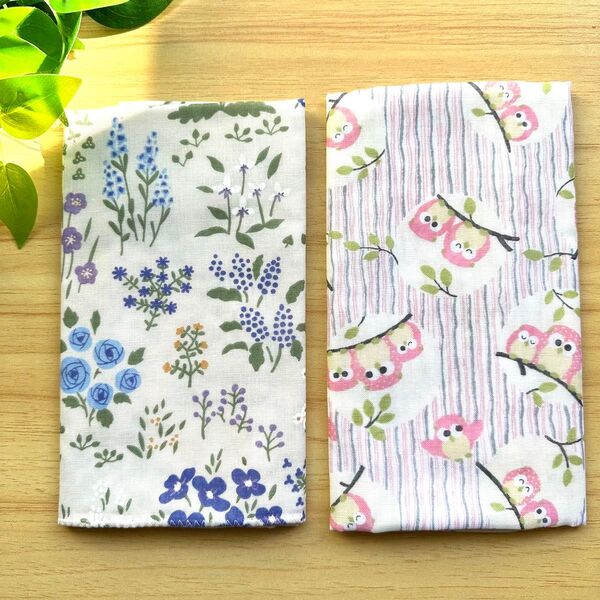 新品手ぬぐい 2枚セット 和晒ガーゼ 花らんまん柄