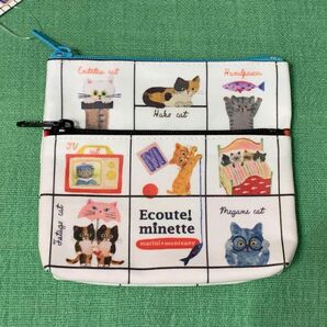 ECOUTE ! エクート マリーニ モンティーニ 猫 ダブルファスナー ポーチ