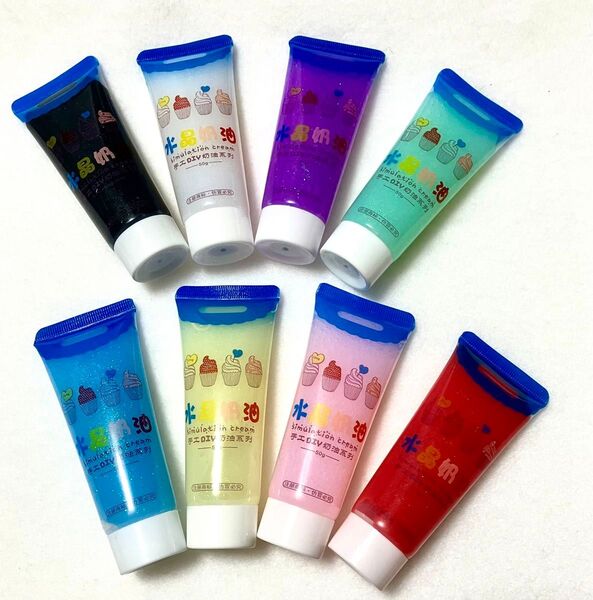 大人気 半透明ラメタイプ☆ホイップデコ☆クリームねんど☆50ml 8本 最安値に挑戦 レッド入り 絞り口8個 良品