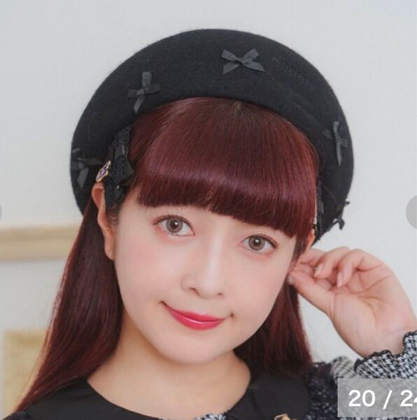 バスクリボンベレー帽 青木美沙子×Sanrio characters クロミ