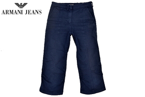 J-8316★美品★AJ ARMANI JEANS COMFORT アルマーニジーンズ★正規品 イタリア製 ネイビー紺色 ストレッチ素材 クロップドパンツ 38