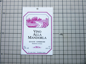 3757 【即決・定額・同梱包可能】★VINO MANDORLA ワイン　イタリア ◆ ☆ヴィンテージ ステッカー ☆ ◆ 