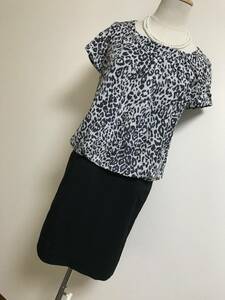  beautiful goods * Le souk * Leopard pattern switch One-piece made in Japan white × black S*4969