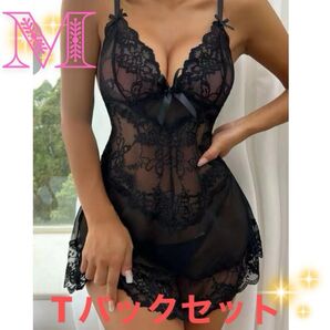 コスプレ セクシーキャミソール ベビードール Tバックセット アップ シースルー スリップ 黒のスリップ ネグリジェ