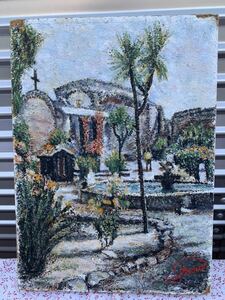 ◆油絵 カストロの中庭 ロスサンディエゴ間◆4307