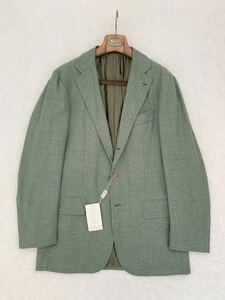 未使用 La Vera Sartoria Napoletana size48 カシミヤ混ジャケット ヘリンボーン柄 ブレザー ラベラサルトリアナポレターナ グリーン 緑