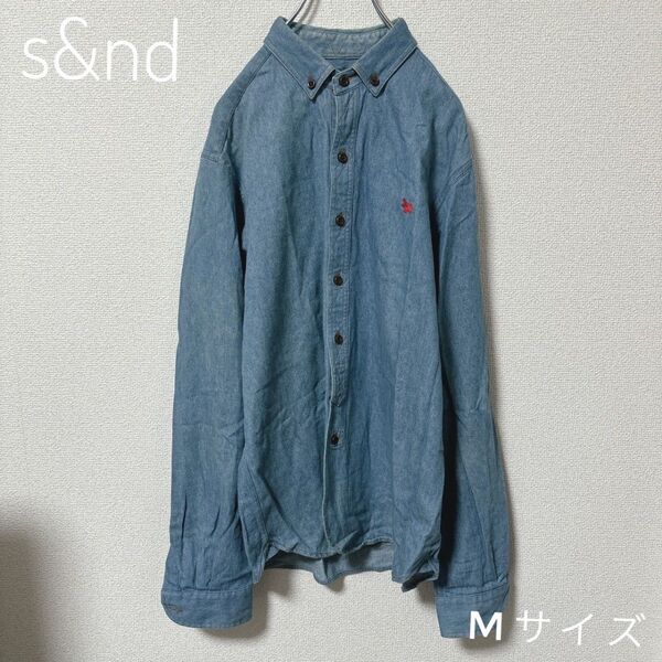 【s&nd】セカンド デニムシャツ(デニムにしては薄手) Mサイズ ブルー