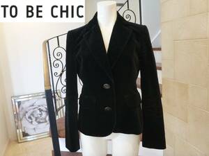 4.5万　美品 TO BE CHIC（トゥービーシック）★黒ブラック　ベロア　ジャケット　40　　Ｌ相当