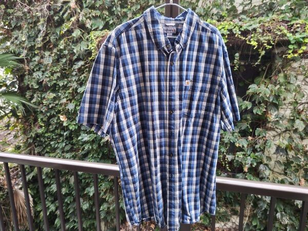 carhartt ブルーチェックシャツ(半袖) Lサイズ