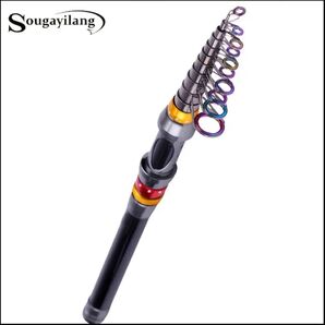 Sougayilang 超軽量 グラスファイバーテレスコピック フィッシング ロッド 振り出し式コンパクトロッド メタリック330