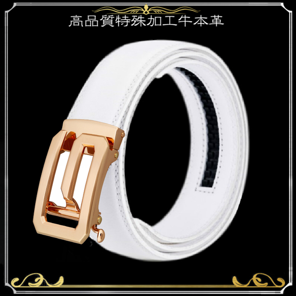 【白】【金G】 穴なし 無段階調整ベルト ゴルフベルト 人気の オートロック 式 ベルト メンズ 革 ジーンズ ビジネスベルト