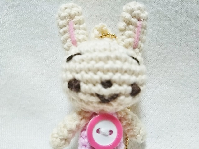 *room 183*Amigurumi*Kinari rabbit (pink)*Handmade*Handmade*Round*Button*Ball chain*, toy, game, stuffed toy, Amigurumi