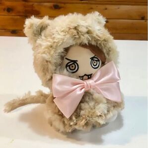 選べる推しカラーリボン!ちびぬい ベージュ猫ちゃんポンチョ