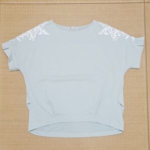 半袖カットソー ミントカラー レース