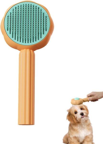 ブラッシングブラシ 猫・犬兼用 スリッカーブラシ ワンプッシュタイプ 抜け毛取りクリーナー ペットマッサージ ペット用ブラシ 丸洗い可能