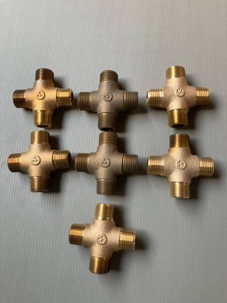【未使用品】三栄水栓/SANEI 砲金 クロス継手 T790-4-13 7個 【送料無料】